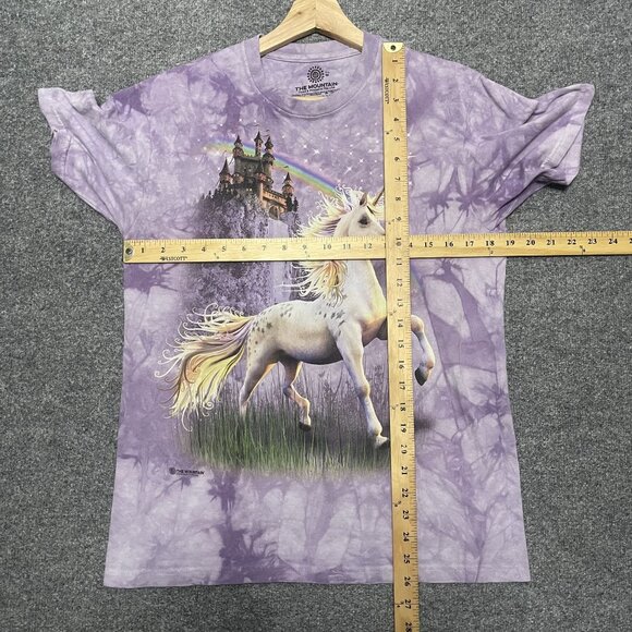 Y2K Unicorn Castle Rainbow Fantasy Fairytale Tie Dye Graphic T-Shirt M - Picture 6 of 6